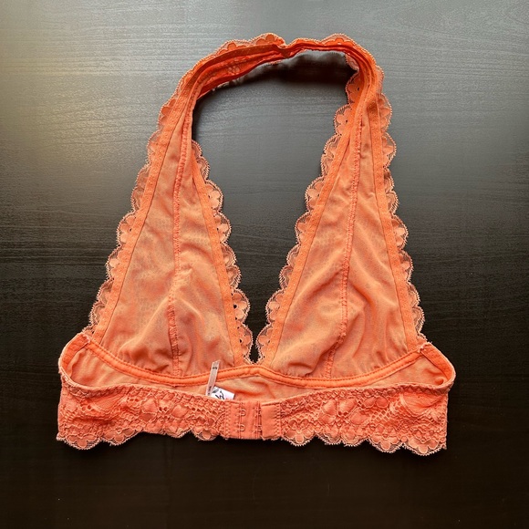 Intimately Free People Coral Orange Halter Floral Print Lace Bralette Size XS - Picture 3 of 8